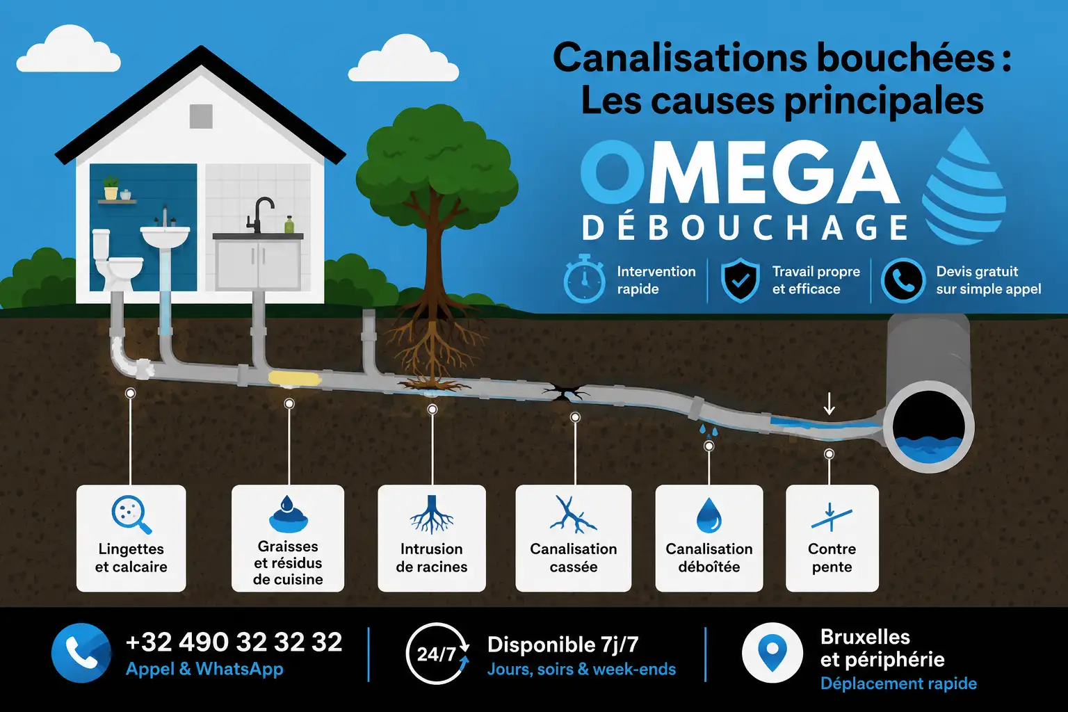 Les causes principales d'une canalisation bouchée